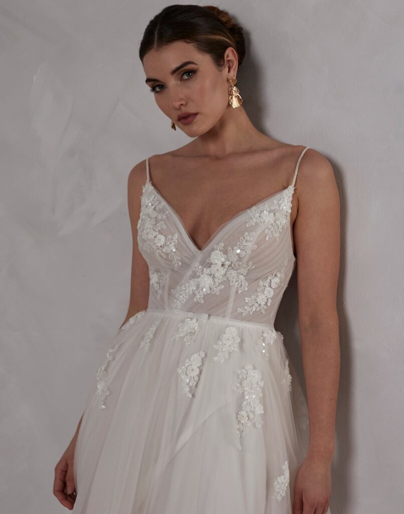 Jessie-romantica-wedding-dress-close-up-view-min Jessie by Romantica - Simple Wedding Dress - Close up View
