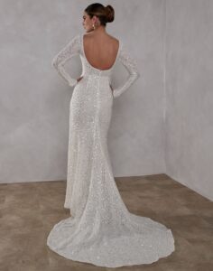 Kaelin by Romantica - Long Sleeve Wedding Dress - Back View