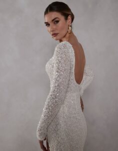 Kaelin by Romantica - Long Sleeve Wedding Dress - Close up View