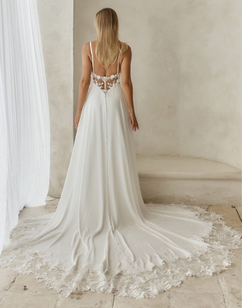 Cher-madi-lane-wedding-dress-back-view Cher - Madi Lane wedding dress - Beach wedding dress - Back view