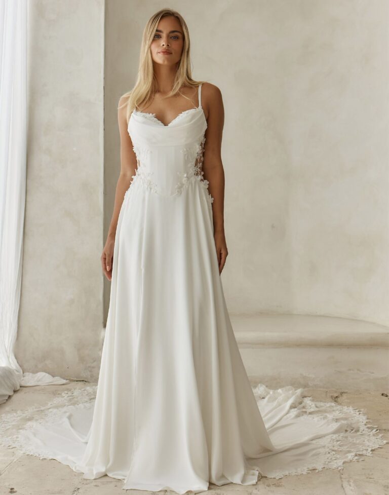 Cher - Madi Lane wedding dress - Beach wedding dress - Front view